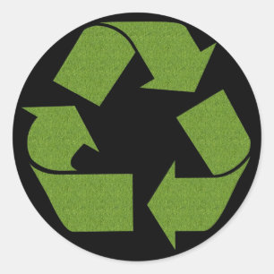 Recycle Symbol Grass Classic Round Sticker