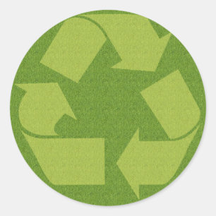 Recycle Symbol Grass Classic Round Sticker