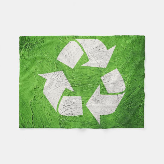 Recycle symbol on Grunge background. Green Symbol Fleece Blanket (Front (Horizontal))