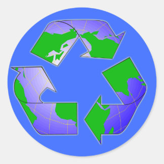 Recycle Symbol with Earth Sticker