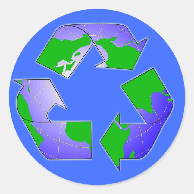 Recycle Symbol with Earth Sticker (Front)