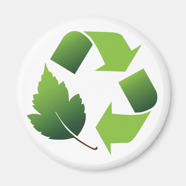 RECYCLE SYMBOL WITH LEAF MAGNET (Front)