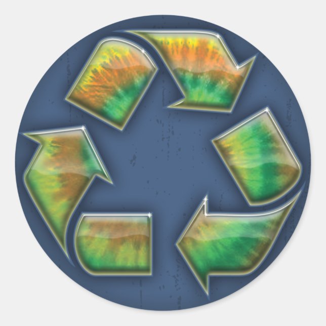 Recycle - Tie-Dye Classic Round Sticker (Front)