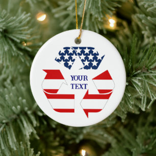 Recycle USA Symbol Photo Christmas Ceramic Tree Decoration