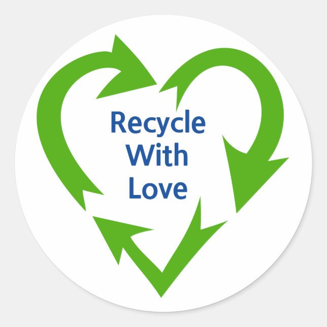 Recycle With Love Classic Round Sticker (Front)