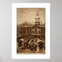 RECYCLED ART: 1900s LONDON HORSE GUARDS POSTCARD 