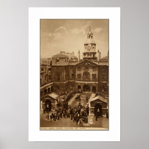 RECYCLED ART: 1900s LONDON HORSE GUARDS POSTCARD Poster