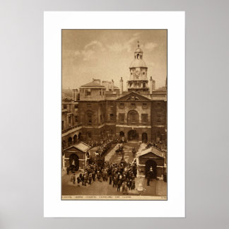 RECYCLED ART: 1900s LONDON HORSE GUARDS POSTCARD Poster