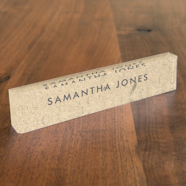 Recycled Craft Paper Classic Personalized Nameplate (Side)