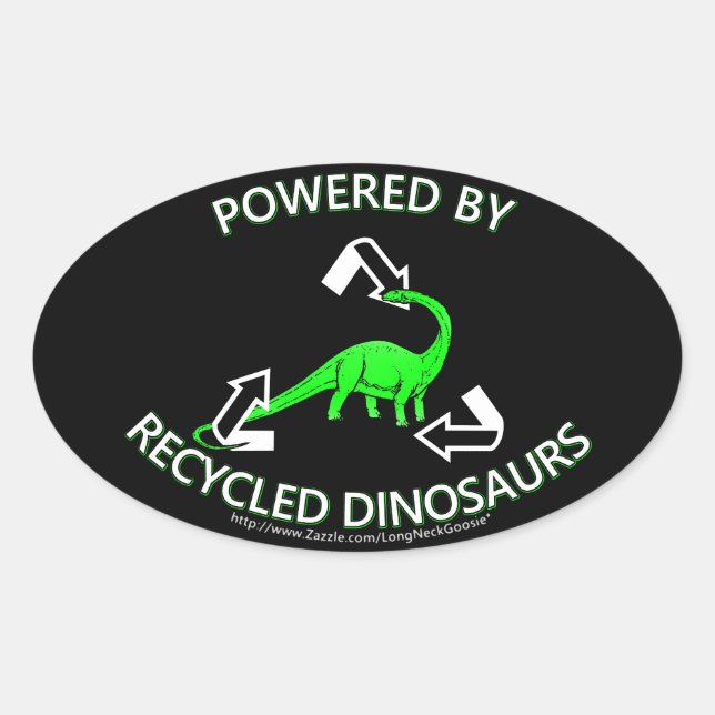 Recycled Dinosaurs Oval Sticker (Front)