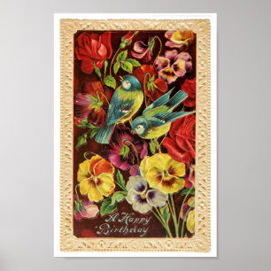 RECYCLED FINE ART: C1915 BIRTHDAY POSTCARD POSTER