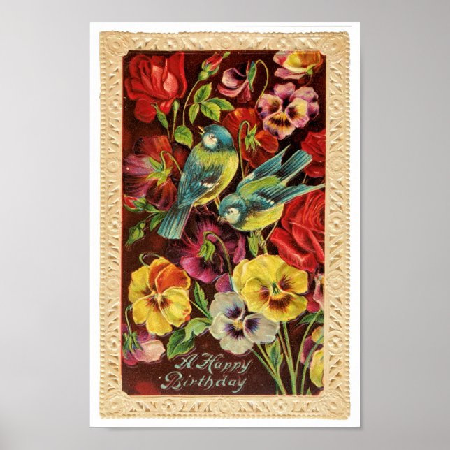RECYCLED FINE ART: C1915 BIRTHDAY POSTCARD POSTER (Front)
