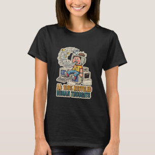 Recycled Human Thoughts AI satire technology code T-Shirt