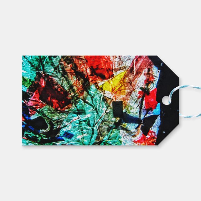 Recycled plastic happiness blue abstract gift tag (Front (Horizontal))