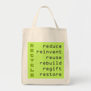Recycling Awareness Reusable Grocery Tote Bag