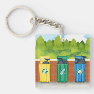 Recycling Bins Colour Coded Waste Sorting Key Ring