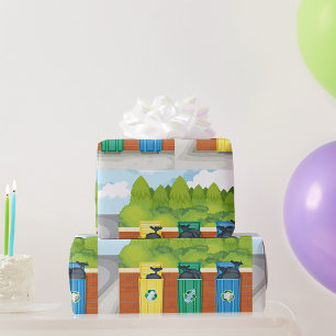 Recycling Bins Colour Coded Waste Sorting Wrapping Paper