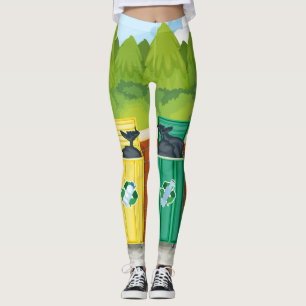 Recycling Bins Garbage Trash Leggings