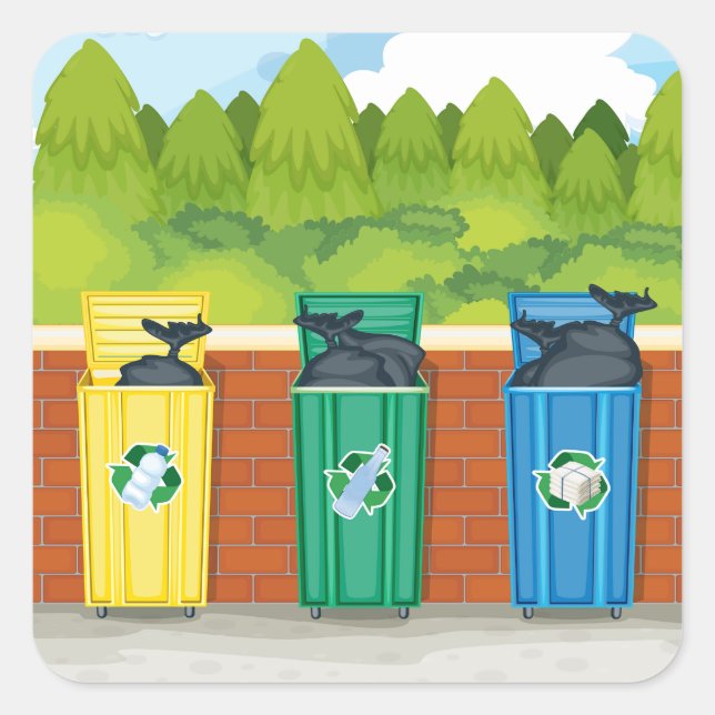 Recycling Bins Square Sticker (Front)