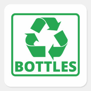 Recycling bottles sign classic  square sticker