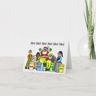 Recycling Christmas Card Santa and Garbage Men