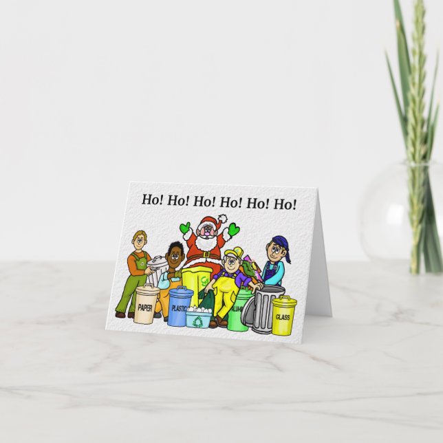 Recycling Christmas Card Santa and Garbage Men (Front)