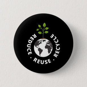 Recycling Earth Day Gift Environment Reduce Reuse 6 Cm Round Badge