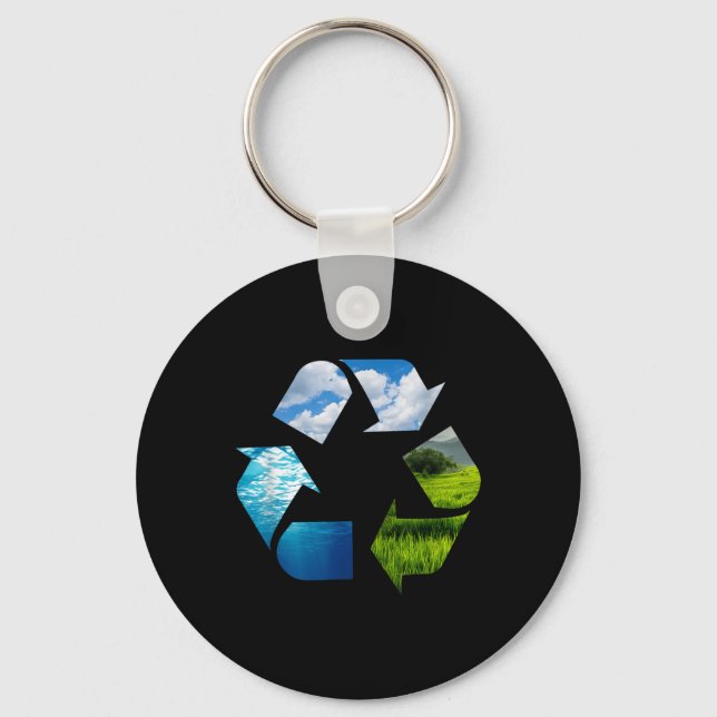Recycling Earth Planet Environmental Protection Na Key Ring (Front)