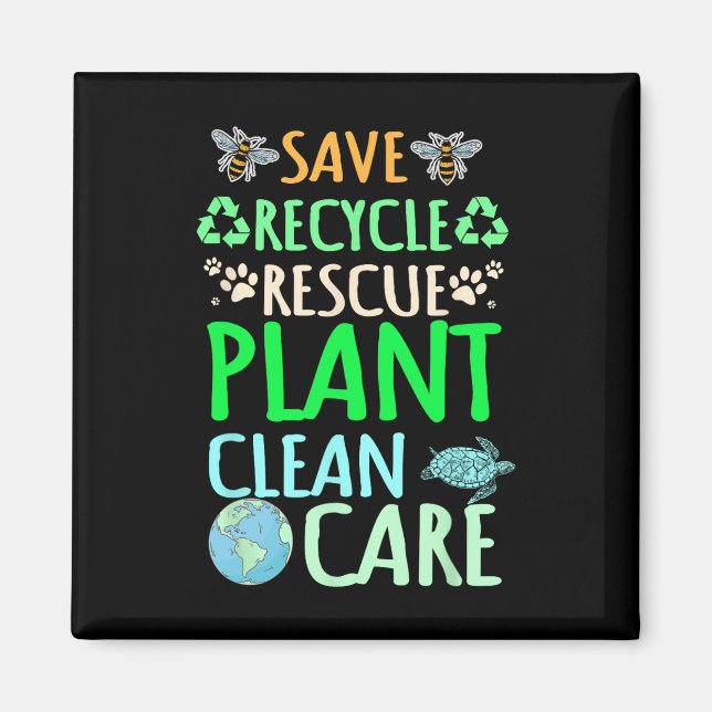 Recycling Environmentalist Recycle Earth Day Rescu Magnet (Front)