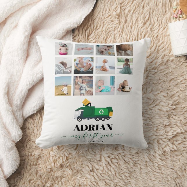 Recycling Garbage Truck Baby Boy 1st Year Photos Cushion (Blanket)