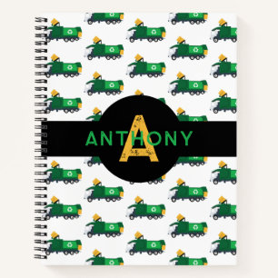 Recycling Garbage Truck Kids Monogram School Notebook