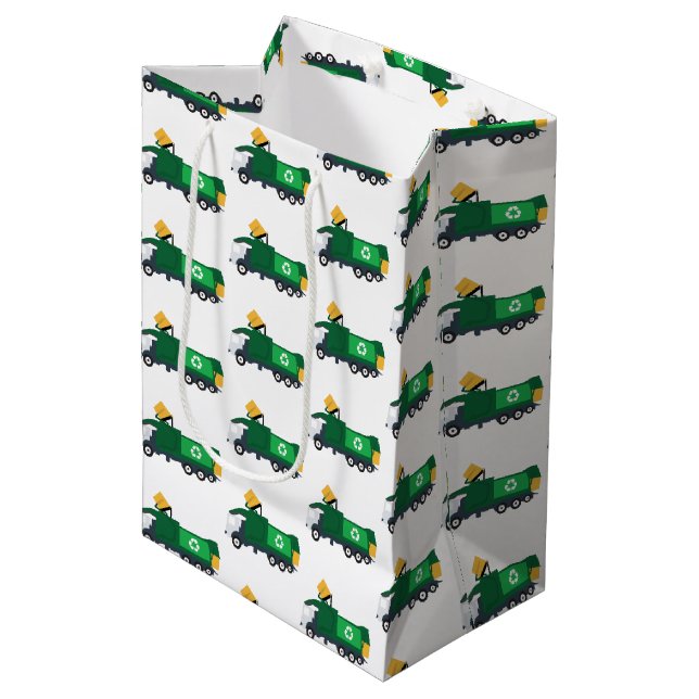 Recycling Garbage Truck Medium Gift Bag (Front Angled)