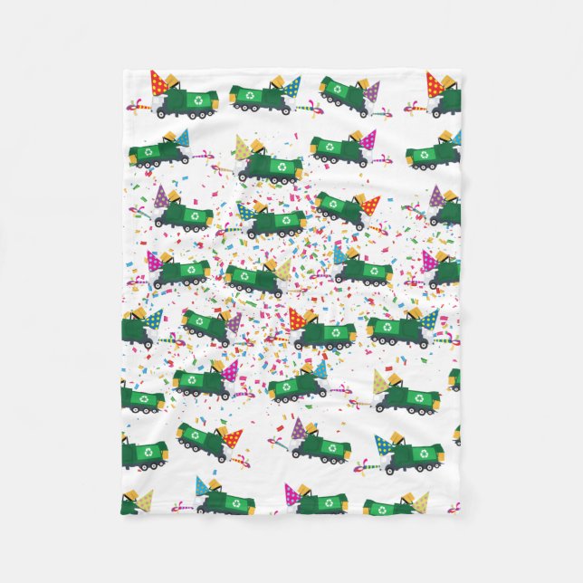 Recycling Garbage Truck Party Pattern  Fleece Blanket (Front)