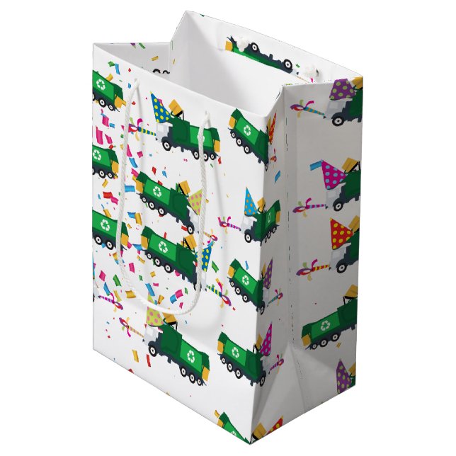 Recycling Garbage Truck Party Pattern Medium Gift Bag (Front Angled)