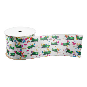 Recycling Garbage Truck Party Pattern Satin Ribbon