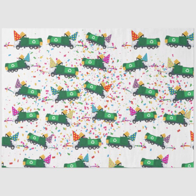 Recycling Garbage Truck Party Pattern Tissue Paper (Front)