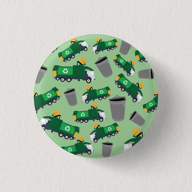 Recycling Garbage Truck Pattern 3 Cm Round Badge (Front)