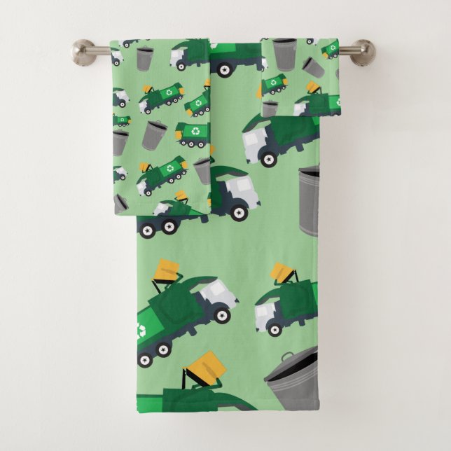 Recycling Garbage Truck Pattern Bath Towel Set (Insitu)