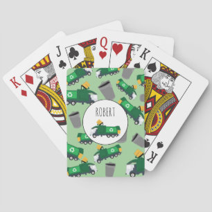 Recycling Garbage Truck Pattern Boys Name Playing Cards