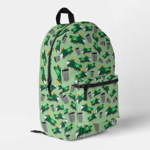 Recycling Garbage Truck Pattern Boys School Printed Backpack