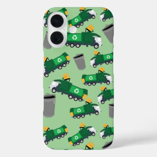 Recycling Garbage Truck Pattern iPhone 16 Case