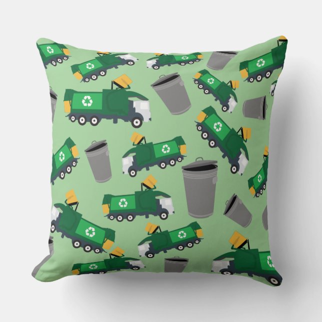 Recycling Garbage Truck Pattern Cushion (Front)