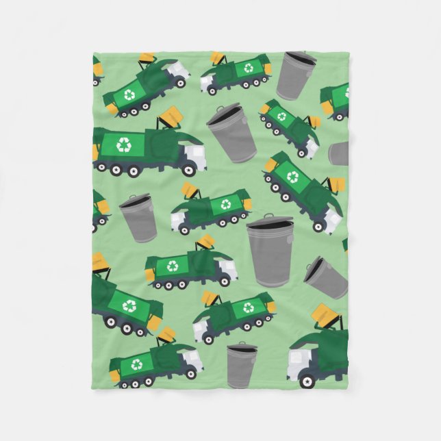 Recycling Garbage Truck Pattern Fleece Blanket (Front)