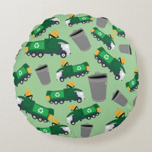 Recycling Garbage Truck Pattern Round Cushion