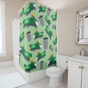 Recycling Garbage Truck Pattern Shower Curtain