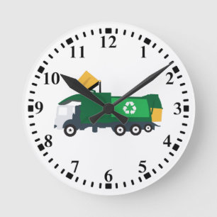Recycling Garbage Truck Round Clock
