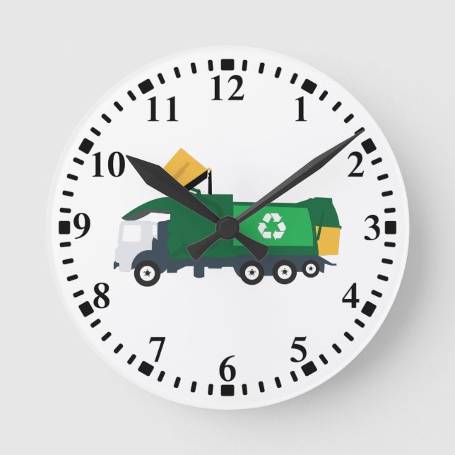 Recycling Garbage Truck Round Clock (Front)