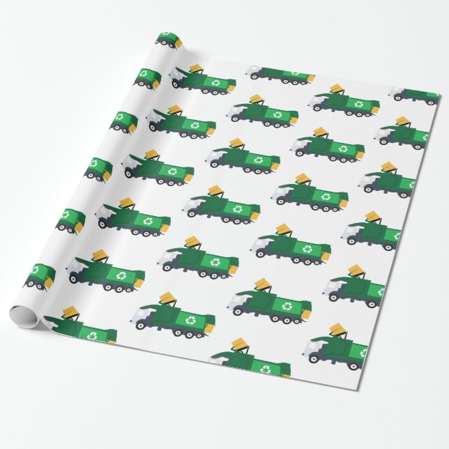Recycling Garbage Truck Wrapping Paper (Unrolled)