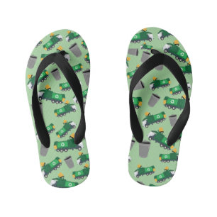 Recycling Garbage Trucks Pattern Kid's Jandals