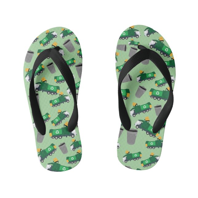 Recycling Garbage Trucks Pattern Kid's Jandals (Footbed)